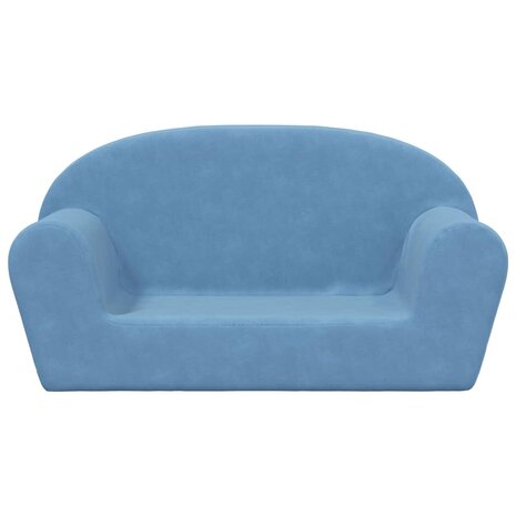 Kinderbank 2-zits zacht pluche blauw 3