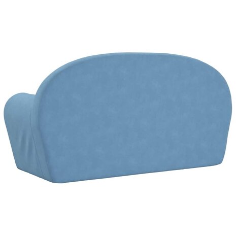 Kinderbank 2-zits zacht pluche blauw 5