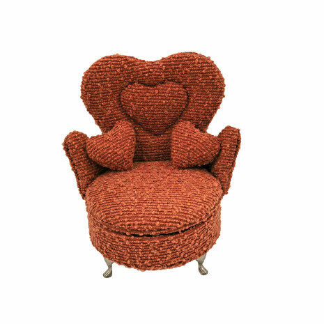Juwelenkistje Versa Rood Polyester Metaal Spiegel Hout MDF 12 x 19 x 18 cm Leunstoel 1
