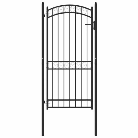 Poort met gebogen bovenkant 100x200 cm staal zwart 2