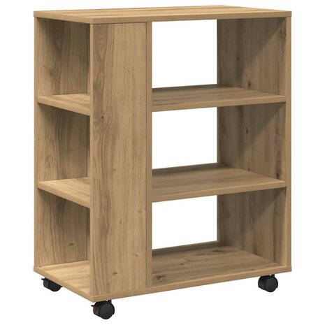 Rolkast 60x35x75 cm bewerkt hout artisanaal eikenkleurig 2