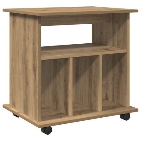 Rolkast 60x45x60 cm bewerkt hout artisanaal eikenkleurig 2