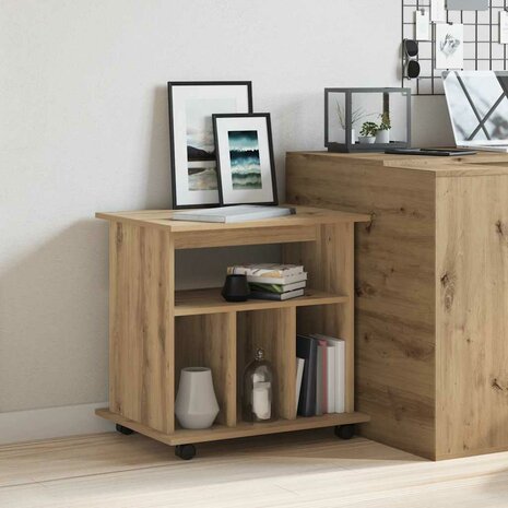 Rolkast 60x45x60 cm bewerkt hout artisanaal eikenkleurig 3