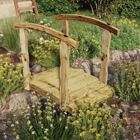 Tuinbrug met leuning geïmpregneerd massief grenenhout 1