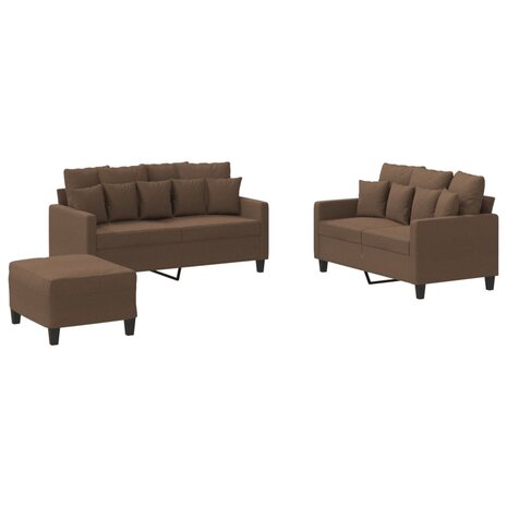 4-delige Loungeset met kussens stof bruin 2