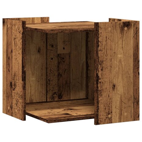 Kattenbakkast 53x53x51 cm bewerkt hout oud houtkleurig 2