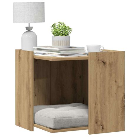 Kattenbakkast 53x53x51 cm bewerkt hout artisanaal eikenkleurig 3