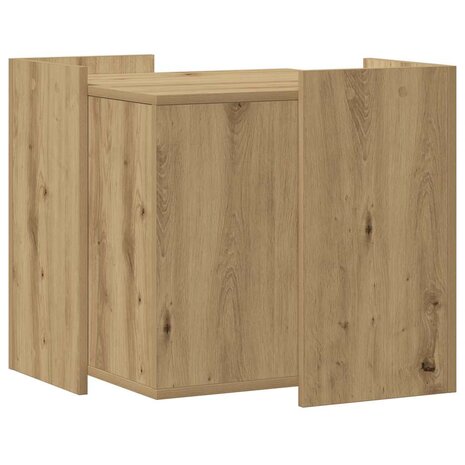 Kattenbakkast 53x53x51 cm bewerkt hout artisanaal eikenkleurig 6