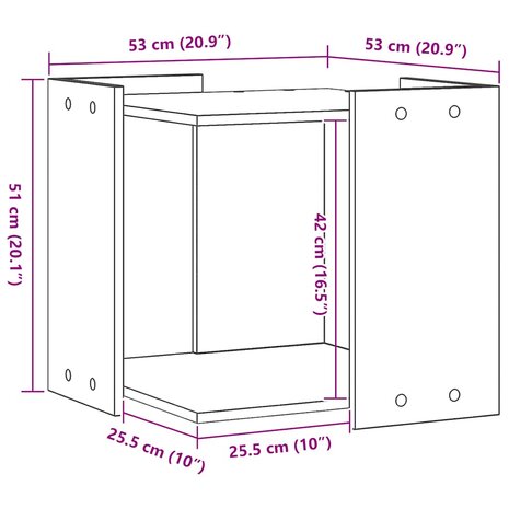 Kattenbakkast 53x53x51 cm bewerkt hout artisanaal eikenkleurig 9