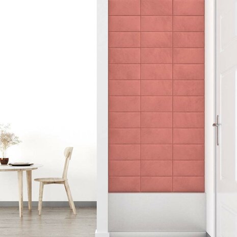 Wandpanelen 12 st 0,54 m² 30x15 cm fluweel roze 7