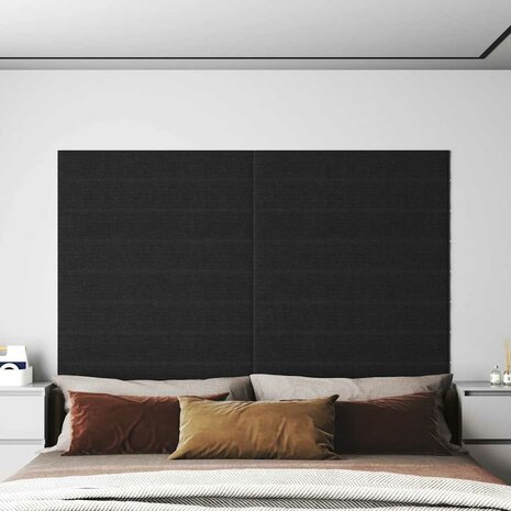 Wandpanelen 12 st 1,62 m² 90x15 cm stof zwart 1