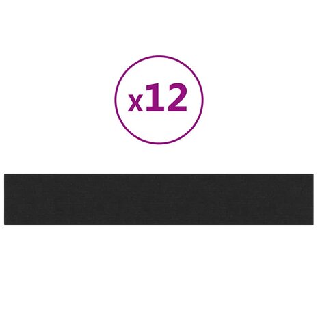 Wandpanelen 12 st 1,62 m² 90x15 cm stof zwart 2