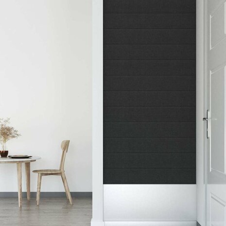 Wandpanelen 12 st 1,62 m² 90x15 cm stof zwart 6
