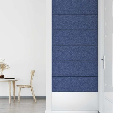 Wandpanelen 12 st 3,24 m² 90x30 cm stof blauw 6