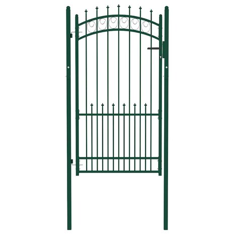 Poort met speerpunten 100x175 cm staal groen 2