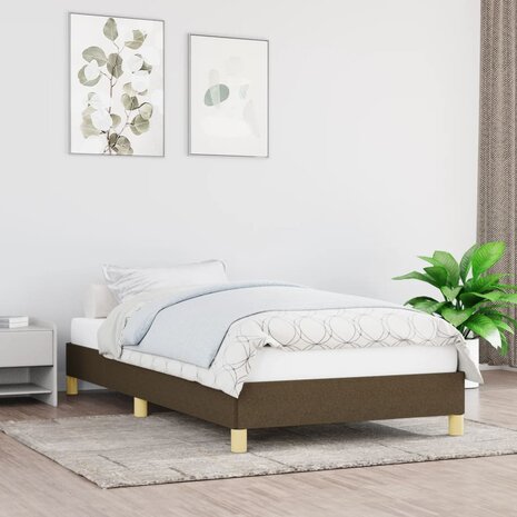 Bedframe zonder matras 90x190 cm stof donkerbruin 1