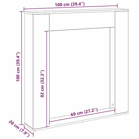 Haardombouw 100x20x100 cm bewerkt hout artisanaal eikenkleurig 9