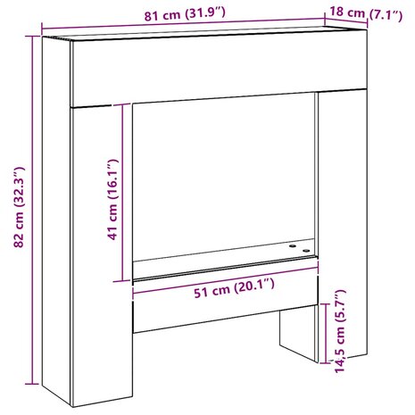 Haardombouw 81x18x82 cm bewerkt hout artisanaal eikenkleurig 9