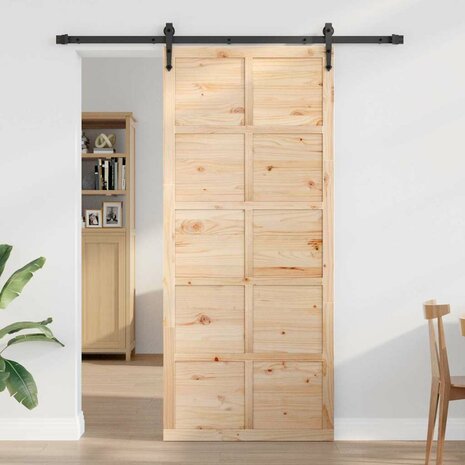 Schuifdeur Bruin 80 x 210 cm Massief grenenhout 3