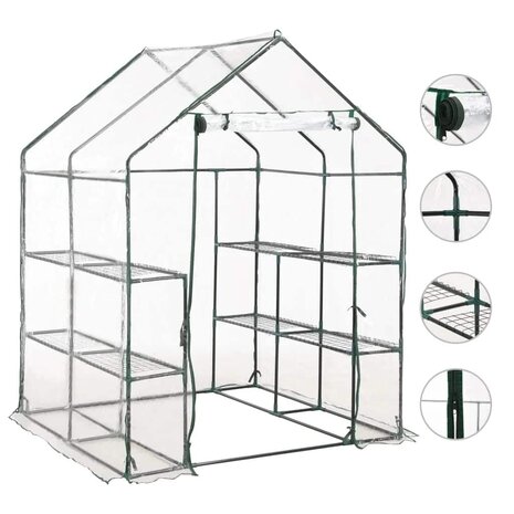 Tuinkas met 8 schappen 143x143x195 cm 1