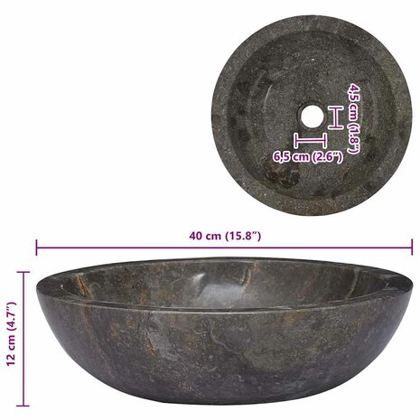 Gootsteen Ø40x12 cm marmer grijs 9