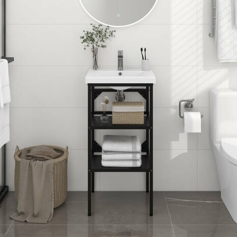Wastafelframe 40x38x83 cm ijzer zwart 1