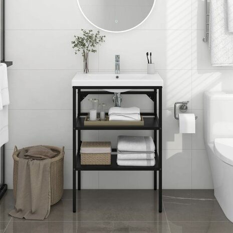 Wastafelframe 59x38x83 cm ijzer zwart 1
