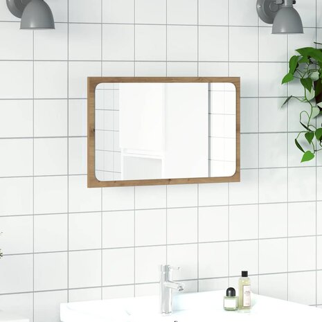 Badkamerspiegel met LED 60x8,5x38 cm artisanaal eikenkleurig 4