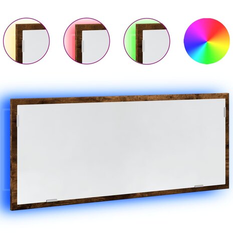 Badkamerspiegel met LED 100x8,5x37cm bewerkt hout gerookt eiken 2