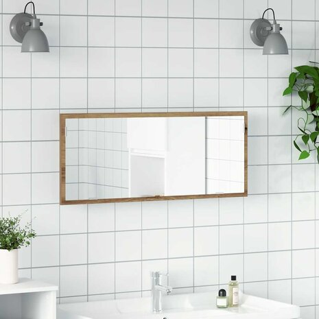 Badkamerspiegel LED 100x8,5x37 cm bewerkt hout artisanaal eiken 4