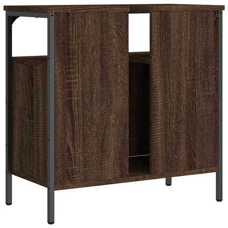 Wastafelkast 60x30x60 cm bewerkt hout bruin eikenkleurig 8