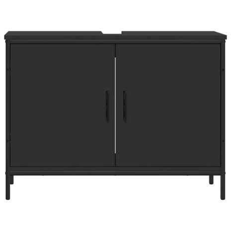 Wastafelkast 80x30x60 cm bewerkt hout zwart 5