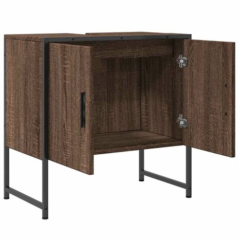 Wastafelkast 60x33x60 cm bewerkt hout bruin eikenkleurig 6