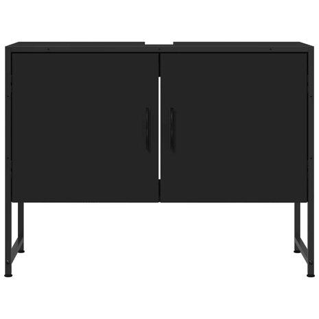 Wastafelkast 80x33x60 cm bewerkt hout zwart 5