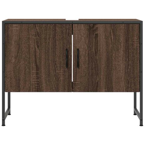 Wastafelkast 80x33x60 cm bewerkt hout bruin eikenkleurig 5