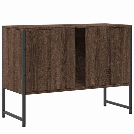 Wastafelkast 80x33x60 cm bewerkt hout bruin eikenkleurig 8