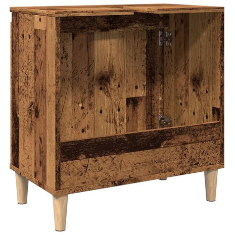 Wastafelkast 58x33x60 cm bewerkt hout oud houtkleurig 7