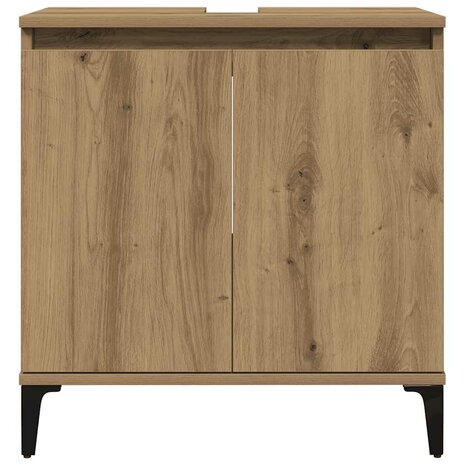 Wastafelkast 58x33x60 cm bewerkt hout artisanaal eikenkleur 4