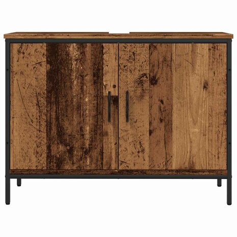 Wastafelkast 60x33x60 cm bewerkt hout oud houtkleurig 4