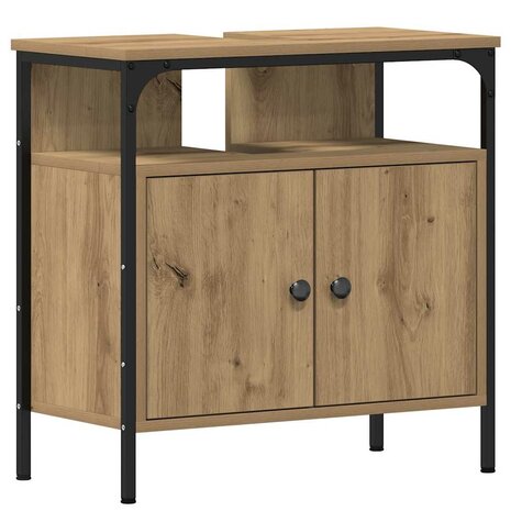 Wastafelkast 60x30x60 cm spaanplaat ambachtelijk eikenkleurig 2