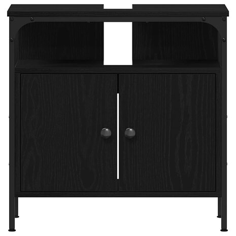 Wastafelkast 60x30x60 cm spaanplaat zwart eikenkleurig 6