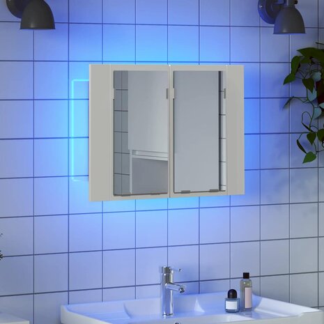 Badkamerkast met spiegel en LED 60x12x45 cm acryl wit 3