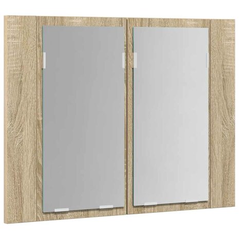 Badkamerkast met spiegel LED 60x12x45 acryl sonoma eikenkleurig 8