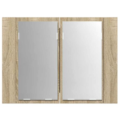Badkamerkast met spiegel LED 60x12x45 acryl sonoma eikenkleurig 9