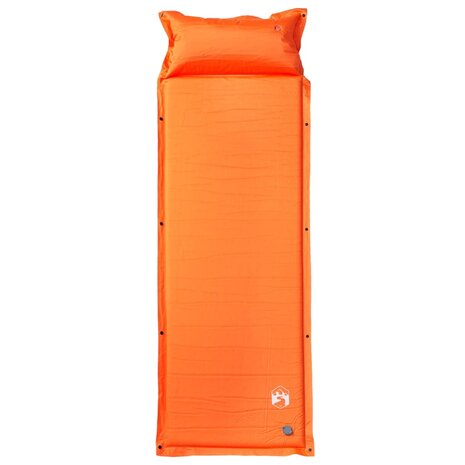 Kampeermatras met kussen zelfopblazend 1-persoons oranje 2