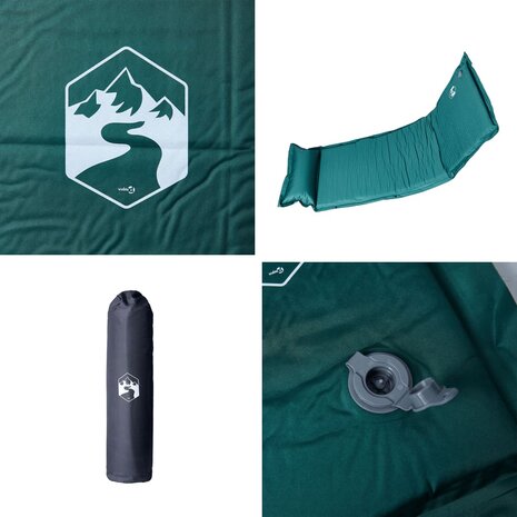Kampeermatras met kussen zelfopblazend 1-persoons groen 5