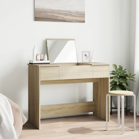 Kaptafel met spiegel 100x45x76 cm sonoma eikenkleurig 3