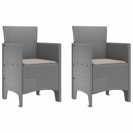Tuinstoel 2 pcs Lichtgrijs 53 x 49 x 85 cm PP 2