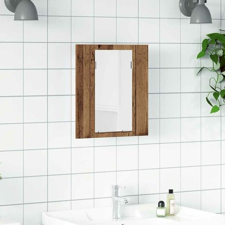 Badkamerspiegelkast LED 40x12x45 cm bewerkt hout oud hout 1