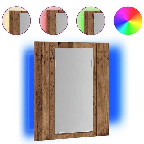 Badkamerspiegelkast LED 40x12x45 cm bewerkt hout oud hout 2